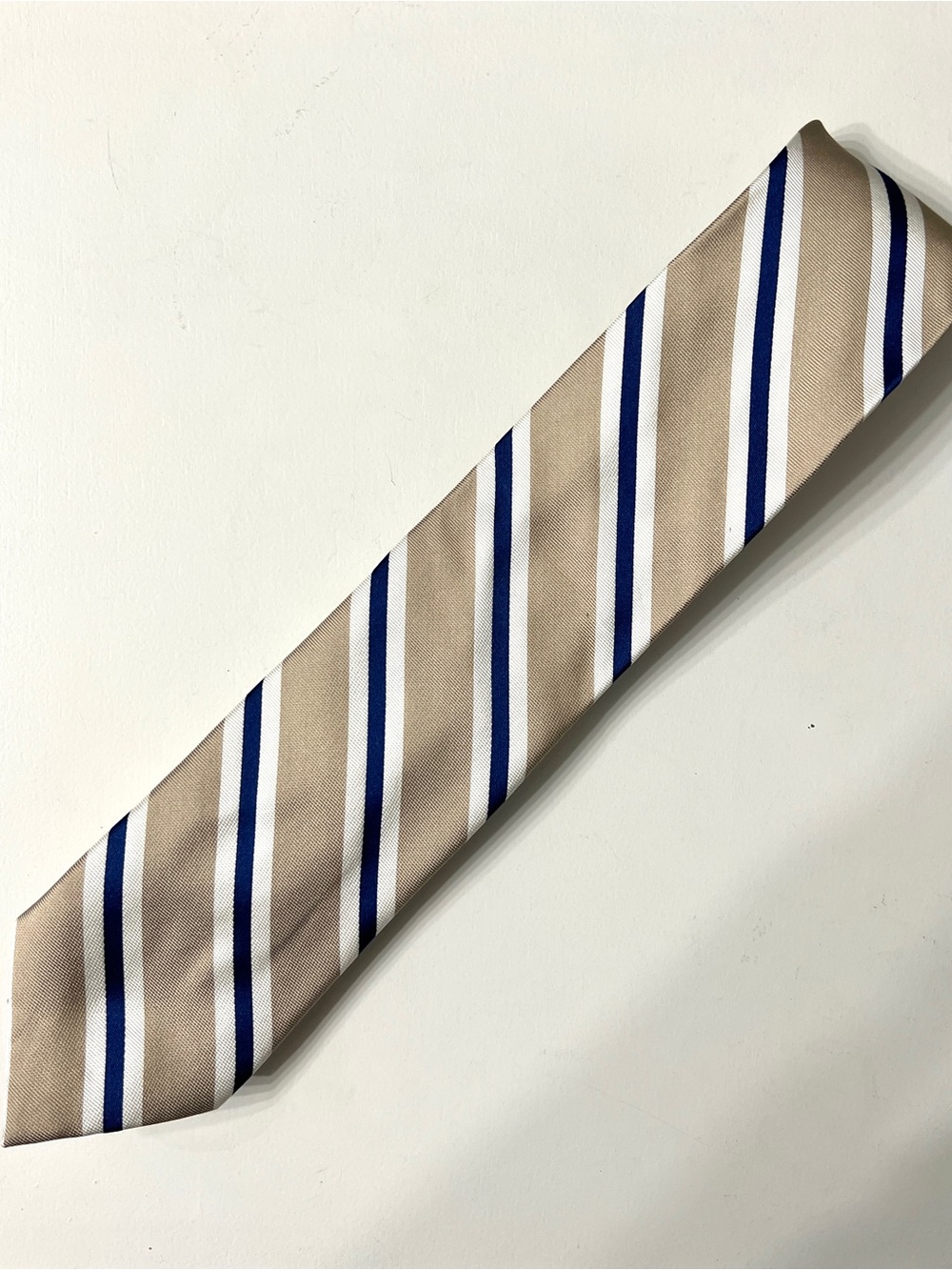 Chaps tan/navy striped tie — NEW WITH TAGS